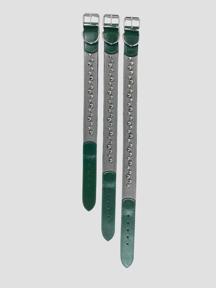 Deri Uçlu ve Aksesuarlarla GÜÇLENİRİLMİŞ Dokuma Köpek Tasması 4 cm (2)