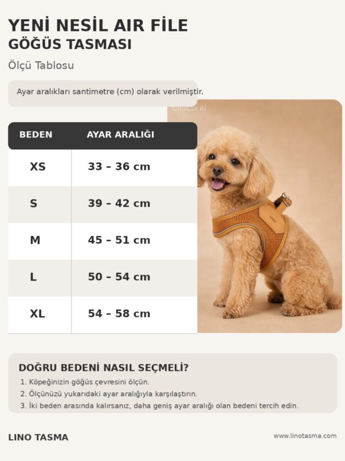 ölçü Nefes Alan File Göğüs Tasması – Yumuşak, Hafif ve Konforlu